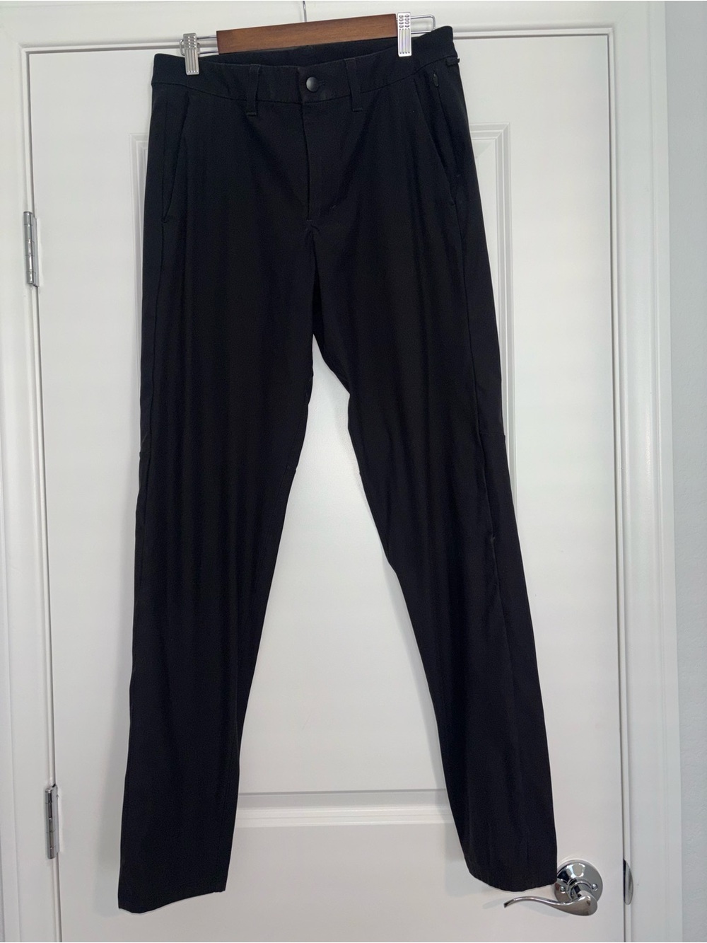 Lululemon Commission Slim Fit Pants Mens 32 Black Warpstreme Chino Trousers Golf